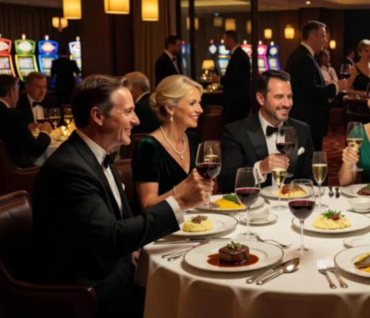 Večera u casino restoranu s elegantno postavljenim stolom